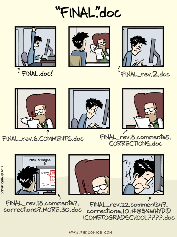 PhD Comic on Versioning of Documents